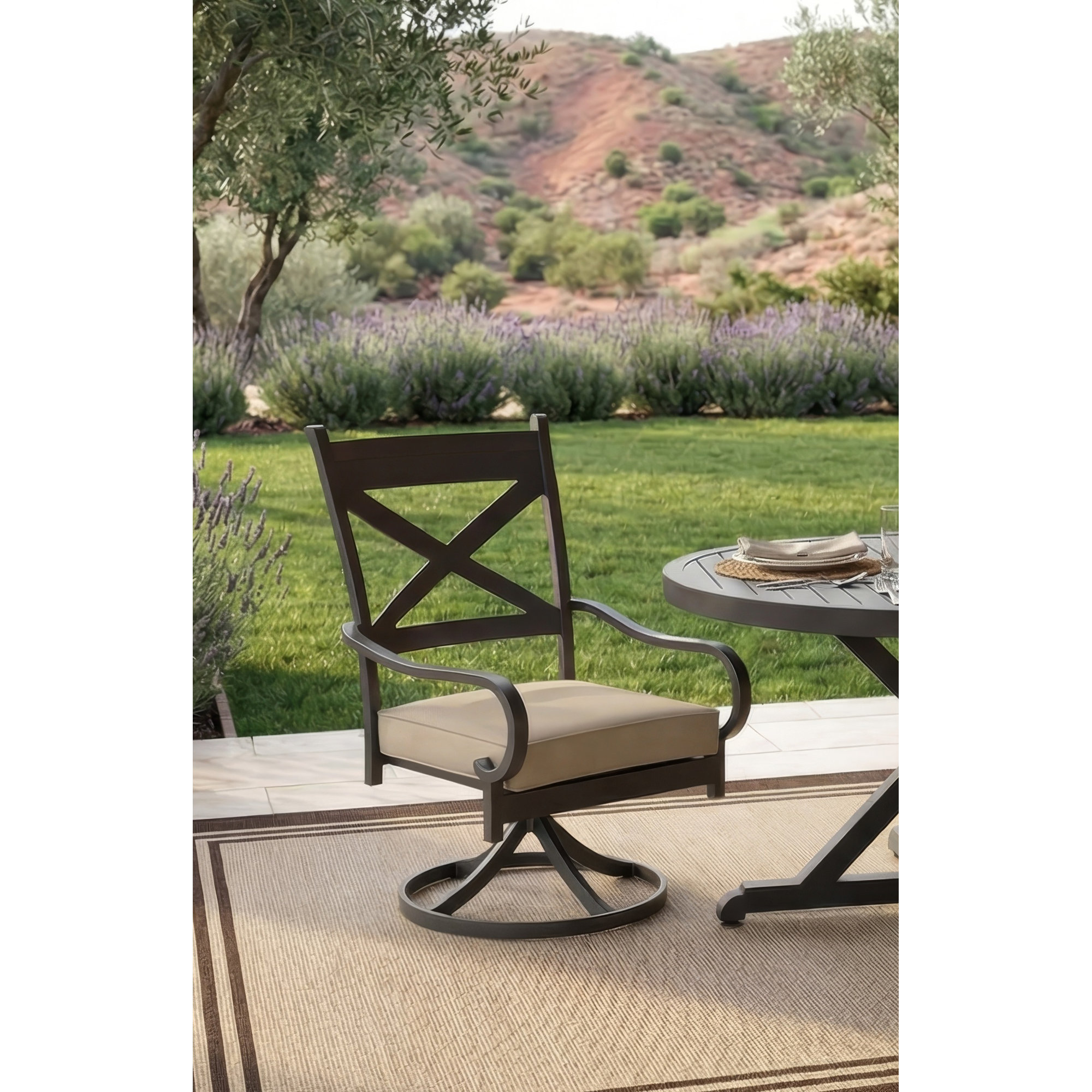 Monterey Premium All-Weather Wicker Outdoor Dining Armchair with Sunbrella® Cushion, Spectrum Carbon Sunbrella® Plainweave