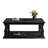 47" Black Farmhouse Coffee Table With Heavy Planked Top And Storage Shelf-235636310