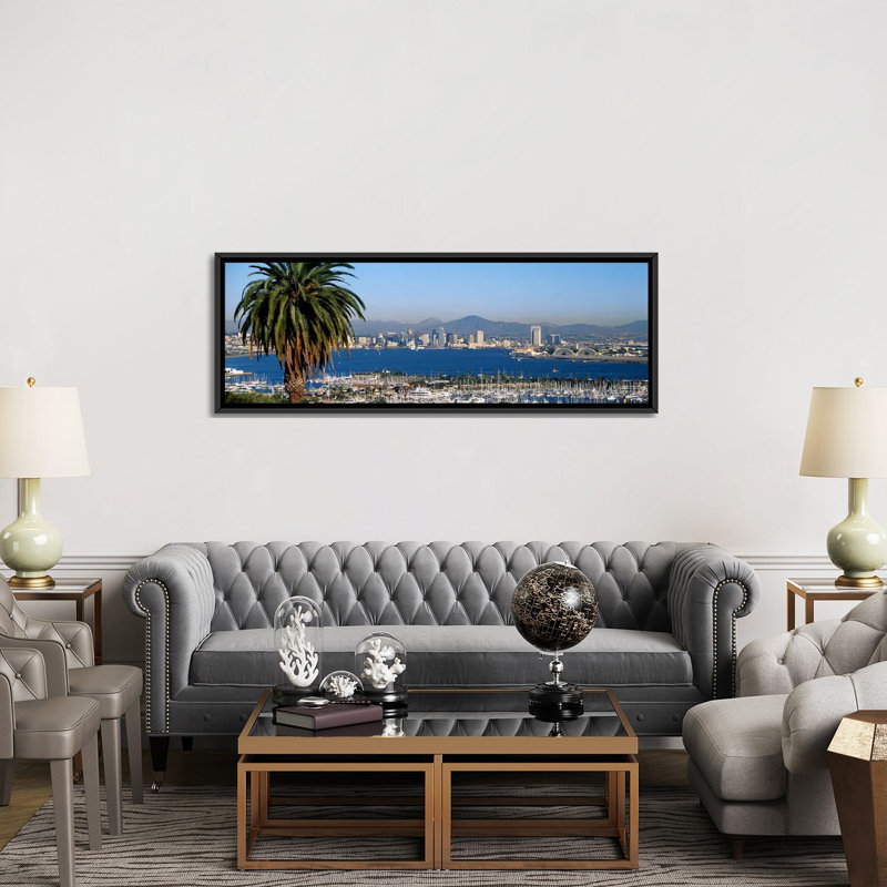 «San Diego, California», reproduction de photo sur toile, H 20 po x l 60 po x P 1,5 po, Cadre noir