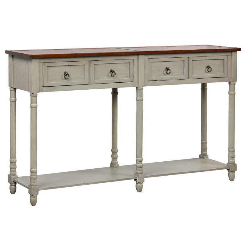 Ikard 58'' Console Table, Brown Top/Antique Gray Base