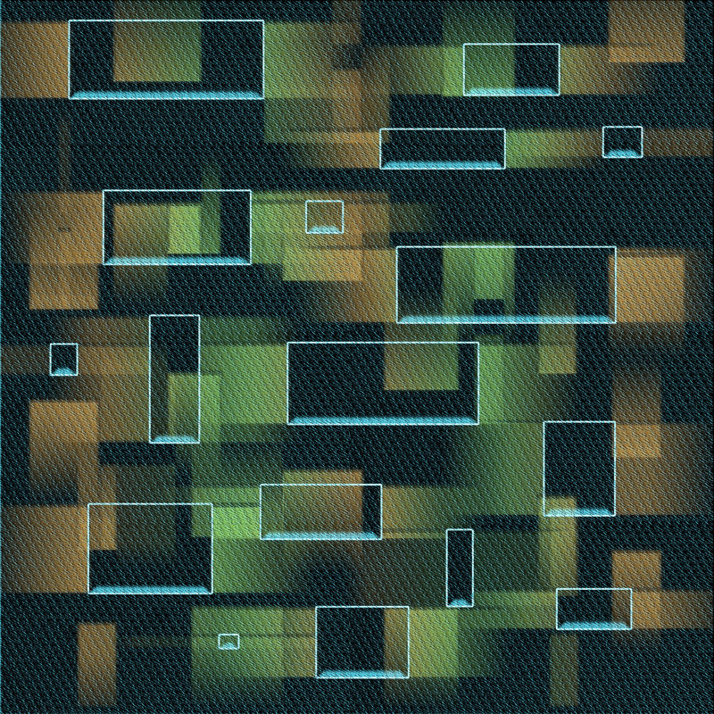 Tapis abstrait vert / noir Aeriana, Carré 8 pi