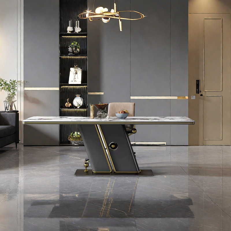 Light luxury sintered stone dining table, H 29,53 po x L 62,99 po x l 31,5 po