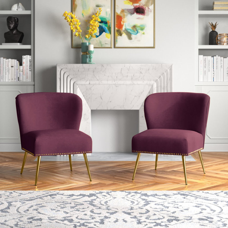 Clive Velvet Side Chair, Purple Velvet