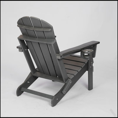 HDPE Folding Adirondack Chair With Dual Cup Holder, Durable And Weather-Resistant For Outdoor Comfort And Convenience