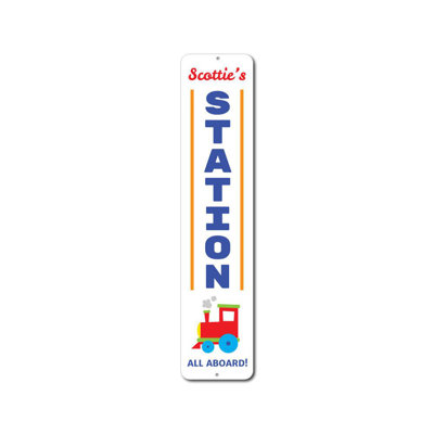 Train Station Vertical Custom Aluminum Sign