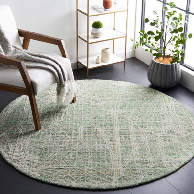 Tapis en laine / coton touffeté à la main Heatherlynn - vert / ivoire