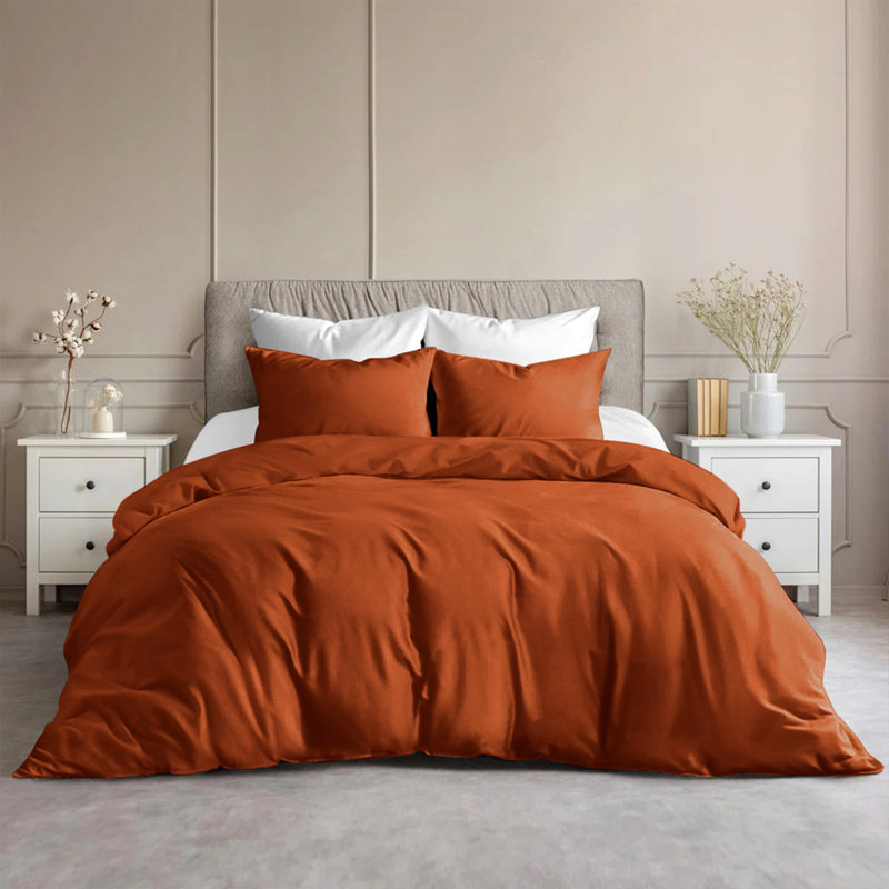 Ensemble de housse de couette en microfibre de luxe - literie moelleuse, infroissable et de qualité hôtel, Rouille