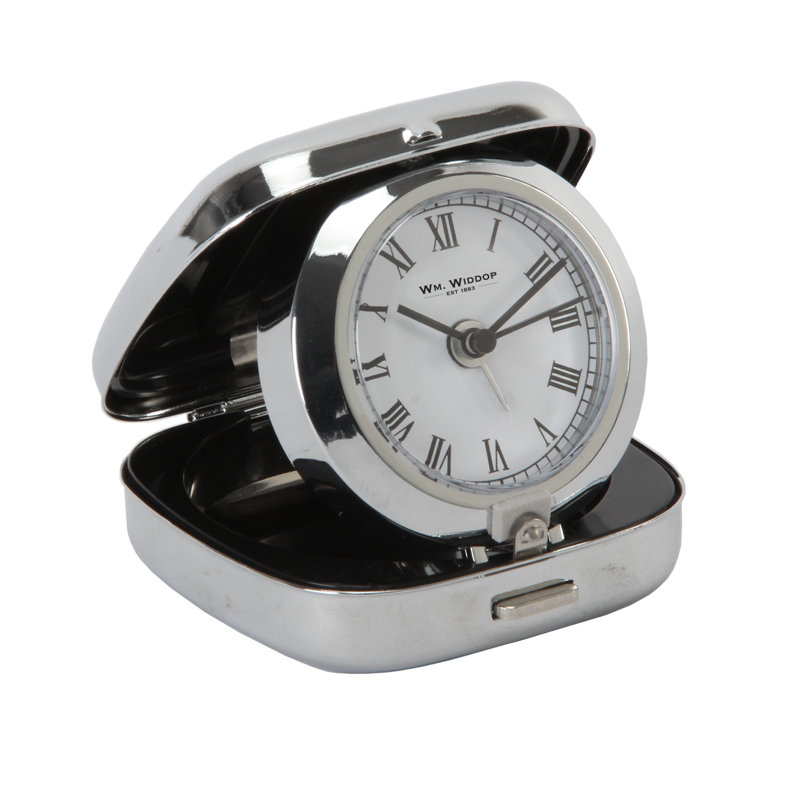 Roman Numeral Metal Quartz Movement / Crystal Tabletop Clock in Silver