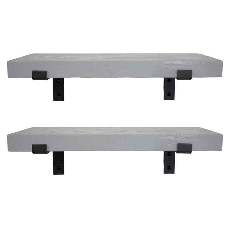 Emerald Lee 2 Piece Oak Bracket Shelf, 2" H x 27" W x 7" D