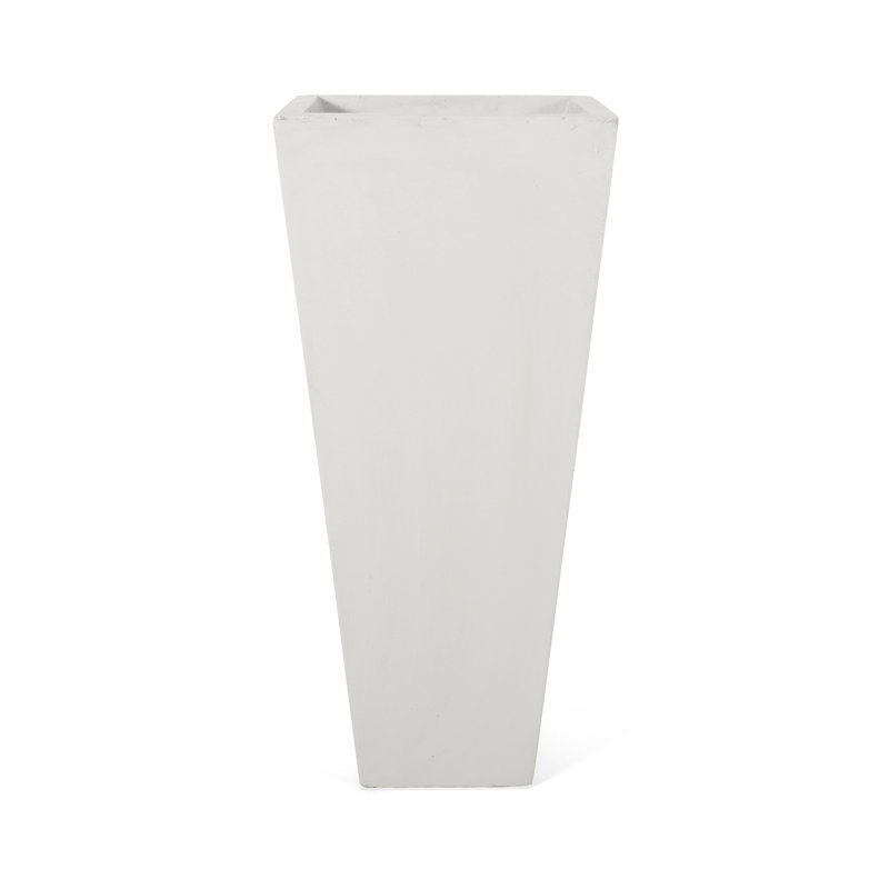 13" X 28.5" Outdoor Modern Mgo Cast Stone Planter, 28.5" H x 13" W x 13" D, Matte White