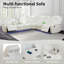 Ensemble modulaire de salon inclinable électrique en cuir 3 pièces avec accoudoirs de rangement à DEL, USB, sans fil Nana (ensemble de 3)-1901266844