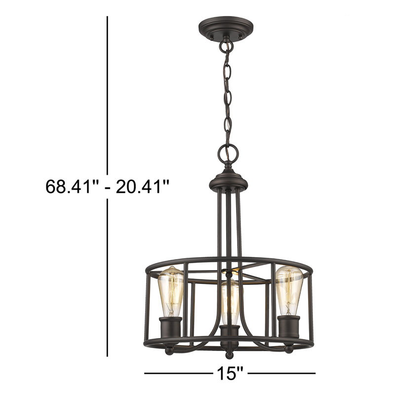 Edel 3 - Light Dimmable Drum Chandelier