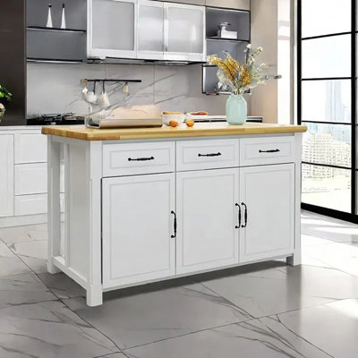 62.99" Solid Wood Kitchen Island