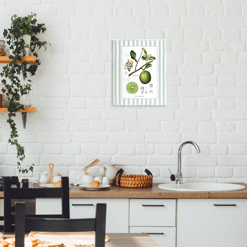 Plaque murale rétro à rayures vert lime, design par lettré et doublé