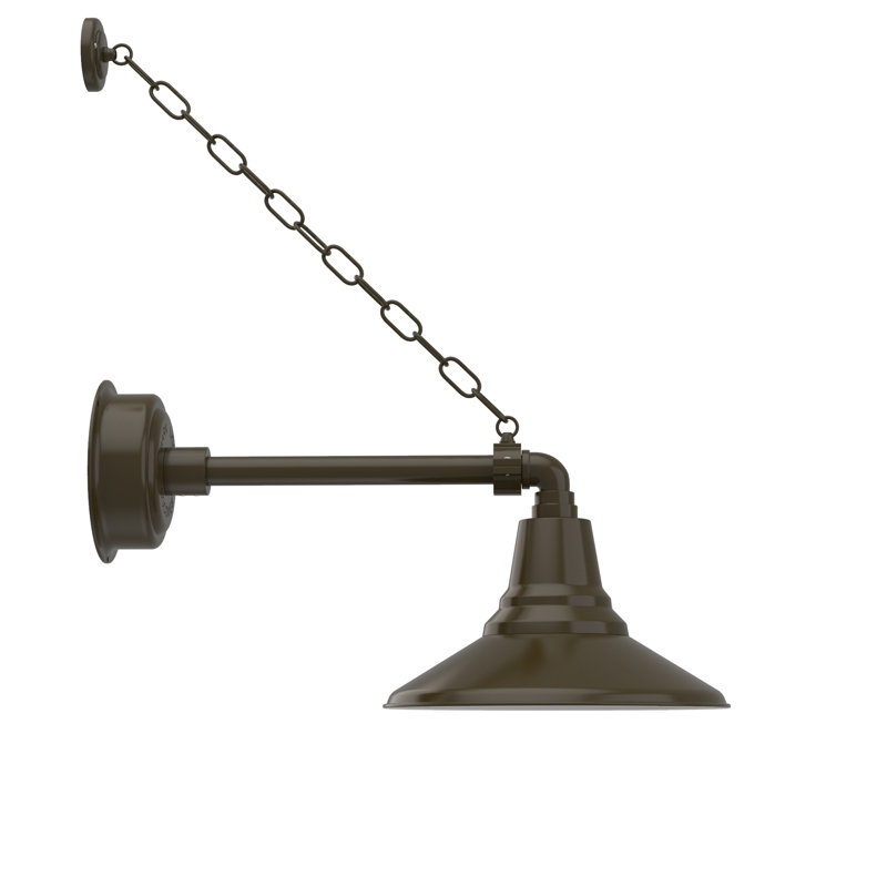 Luminaire de grange d’extérieur à del Albali, H 12 po x l 12 po x P 23 po, Bronze acajou