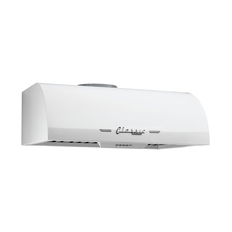 Classic Retro 24" 500 CFM Ducted Under Cabinet Range Hood with Stainless Steel Baffles and Light, White