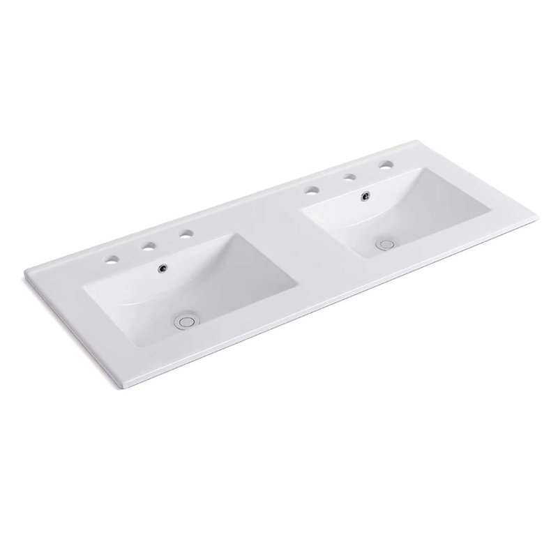 Bellaterra Home Ceramica 18'' White Ceramic Rectangular Bathroom Sink with Overflow