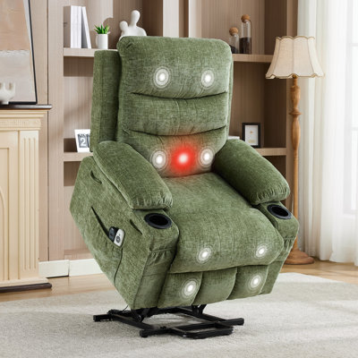 Oversized Power Lift Recliner Chair for Big & Tall, Wide Seat Electric Lift Chair with Massage & Heat, Reclining Single Sofa with Cup Holders for Living Room & RV