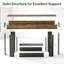 Console de style campagnard de 63 po avec rangement - canapé d'entrée rustique à 3 niveaux derrière le canapé, table d'appoint étroite avec base en forme de U, finition brun rustique et bois gris-2013878742