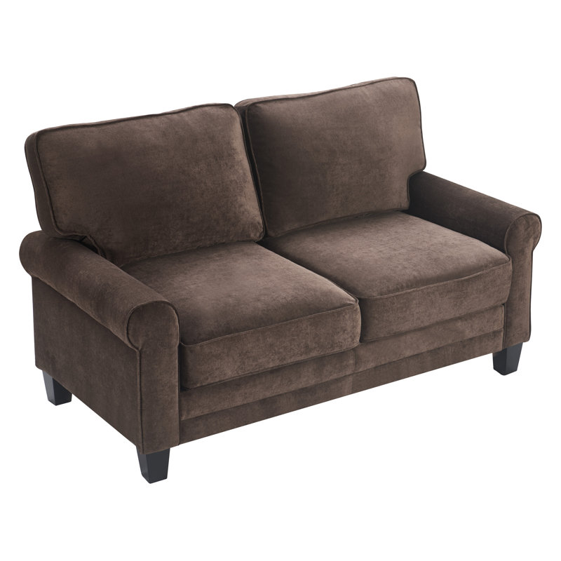 Causeuse en tissu à accoudoirs arrondis 61 po Serta Copenhagen, Marron foncé