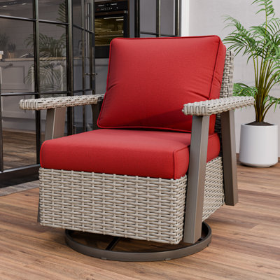 Ensemble de chaises d'extérieur pivotantes en osier avec coussins de 5 pouces