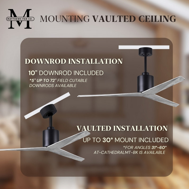 Eliza Outdoor Downrod Ceiling Fan, Barn Wood Tone, Matte Black