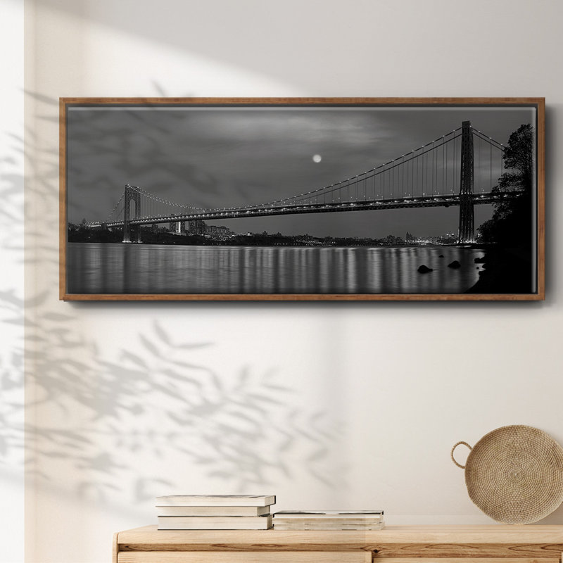 George Washington Bridge- Framed Canvas, 12" H x 30" W