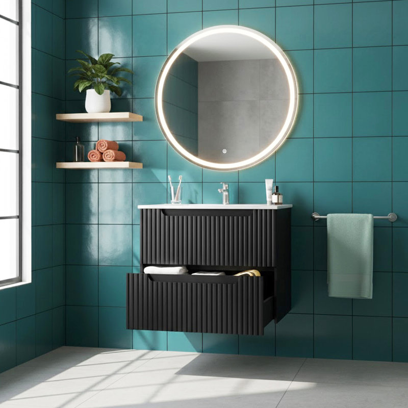 Single Bathroom Vanity with @Solid + Manufactured Top