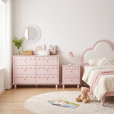 6 Drawer 43.1" W Dresser With 2 Nightstand Bedroom Dresser Set