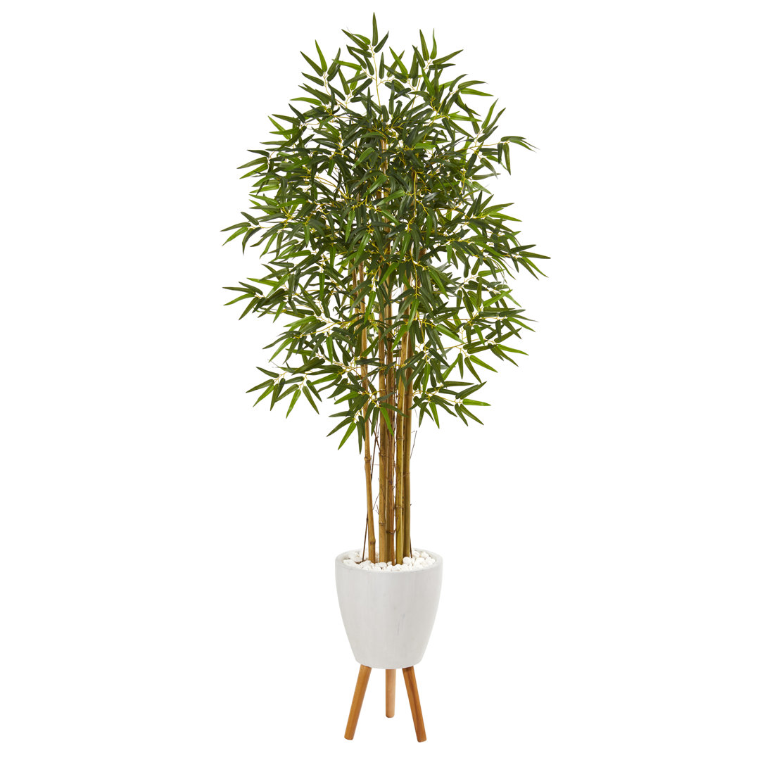 74'' Faux Bamboo Plant in Earthenware Pot World Menagerie