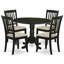 L'ensemble de salle à manger 3 pièces contient une table de salle à manger ronde avec Dropleaf et 2 chaises de cuisine en tissu de lin, noir-972323910-972323929