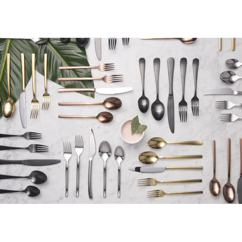 Opus 45 Piece Flatware Set Polished, Mirrored