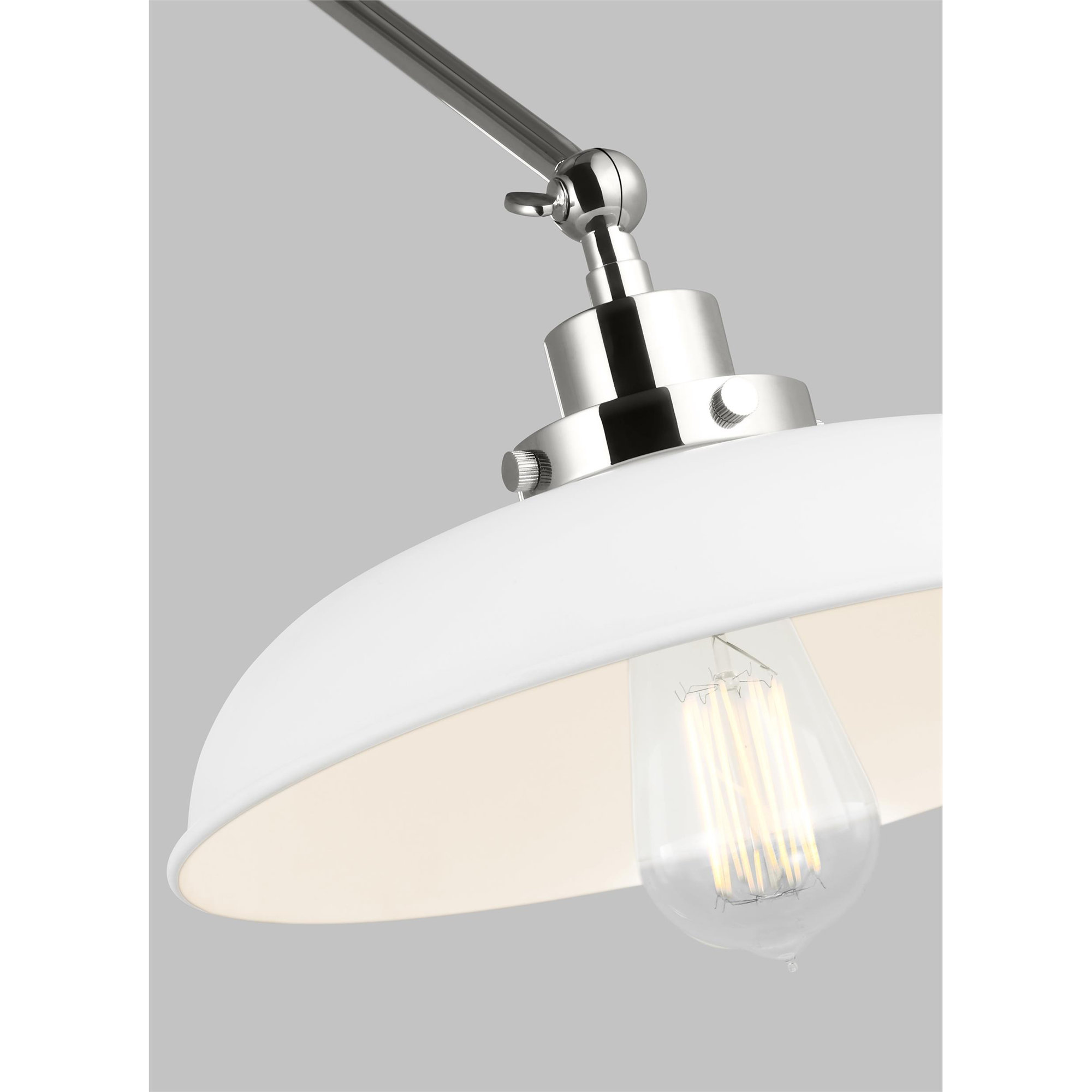 Tammy Double Arm Wide Task Sconce, Polished Nickel, Matte White