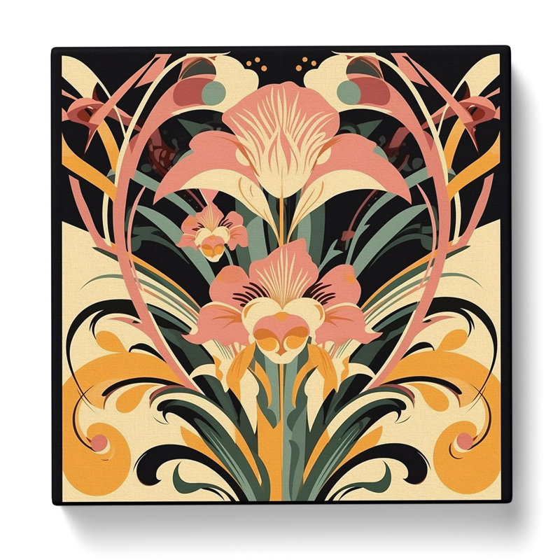 Floral Art Deco - Wrapped Canvas, 50cm H x 50cm W x 3cm D