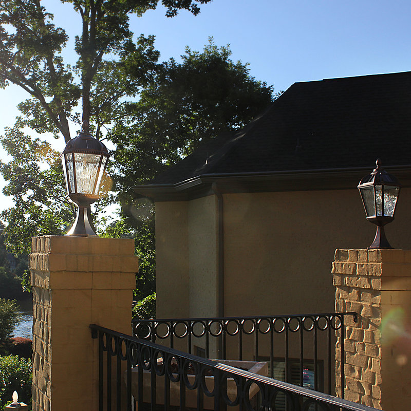 Royal Bulb Solar Light Pier Mount Brushed Bronze, Brushed Bronze, Water