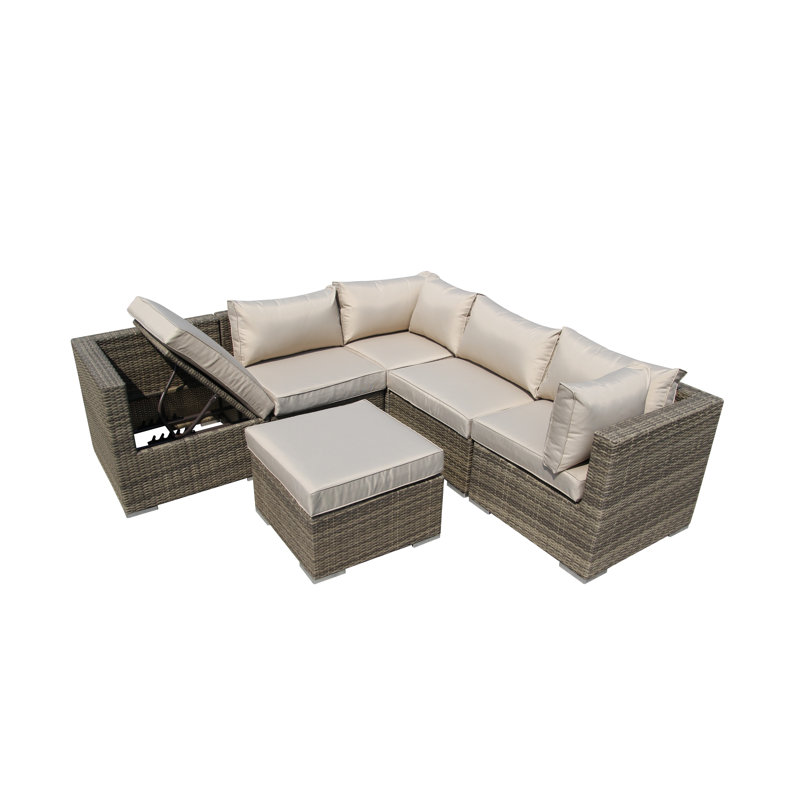 Trafecanty 5 Seater Rattan Sofa Set, Nature
