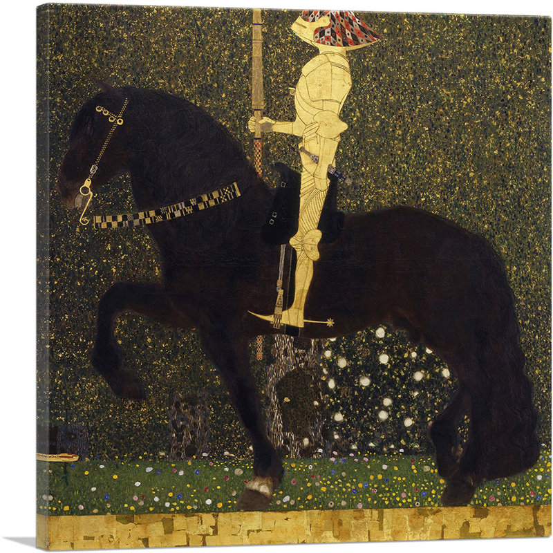 «Life Is A Struggle - The Golden Knight 1903» par Gustav Klimt, reproduction d'art sur toile tendue