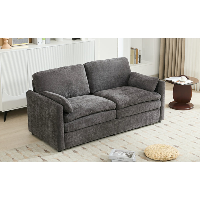 Coussin 68,8 po, chenille grise, double couche confortable pour une utilisation à domicile, Gris