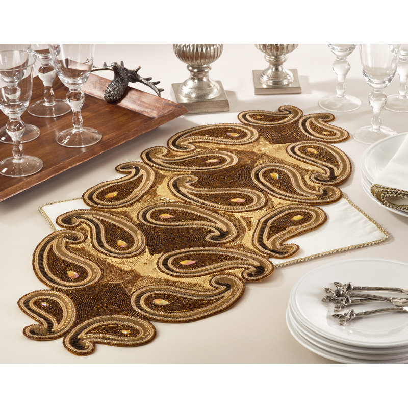 Beaded Paisley Motif Table Runner