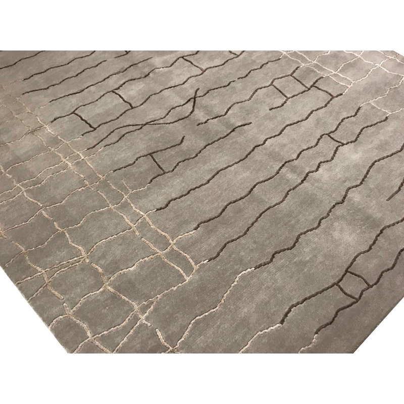 Tapis gris de haute qualité noué à la main
