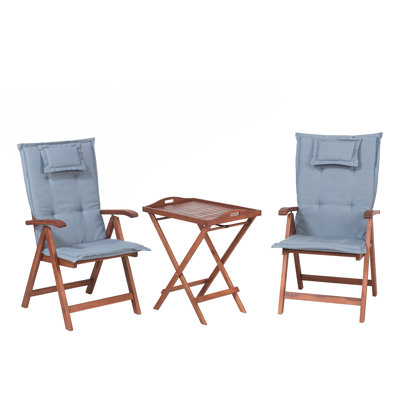 Khanna 2 - Person Acacia Rectangular Solid Wood Patio Dining Set with Cushions included