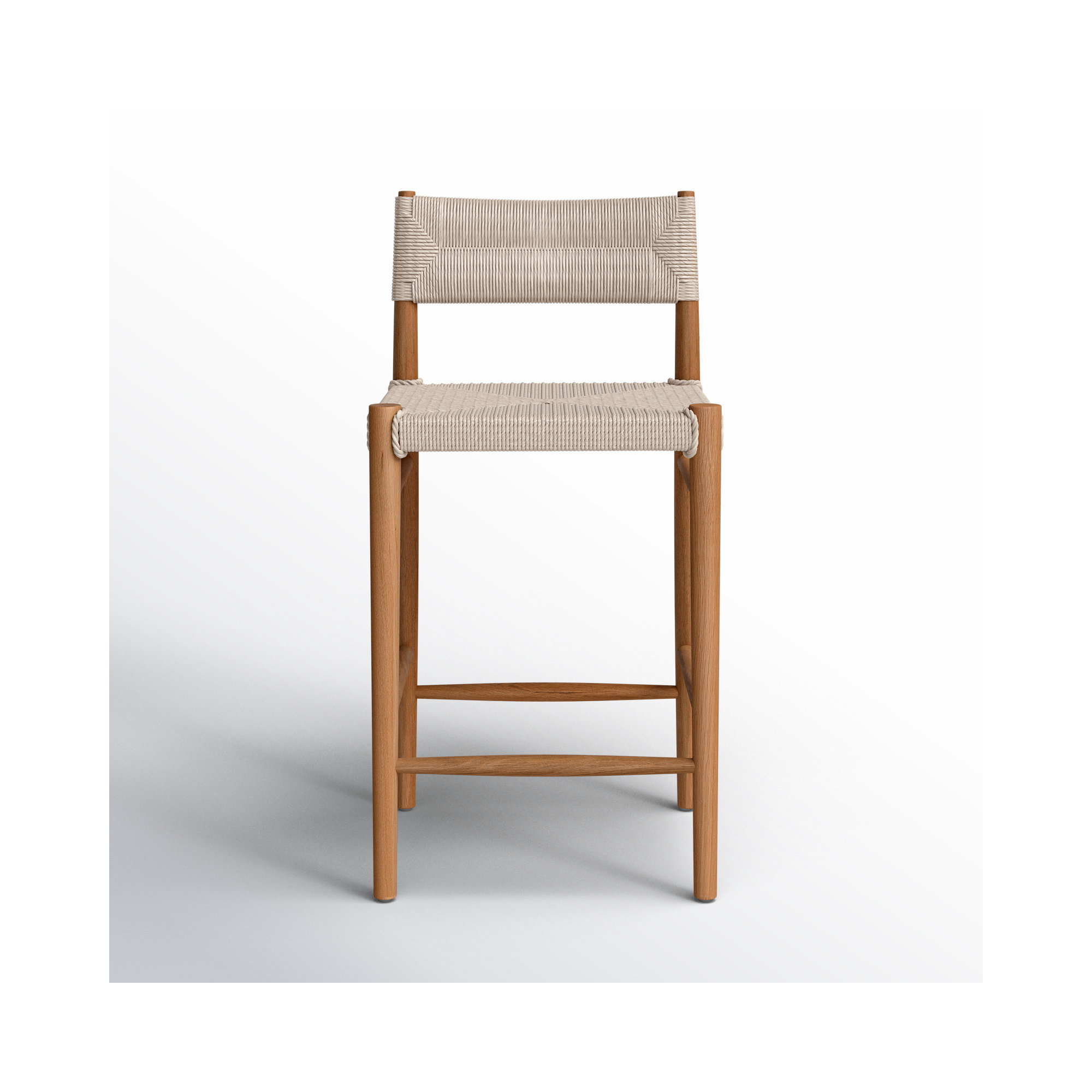 Teak Outdoor Bar Stool, 26", Light Brown, Natural Teak