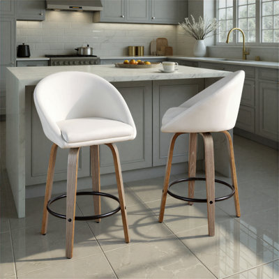 Maddison 26" High Back Fixed-Height Faux Leather Counter Stools