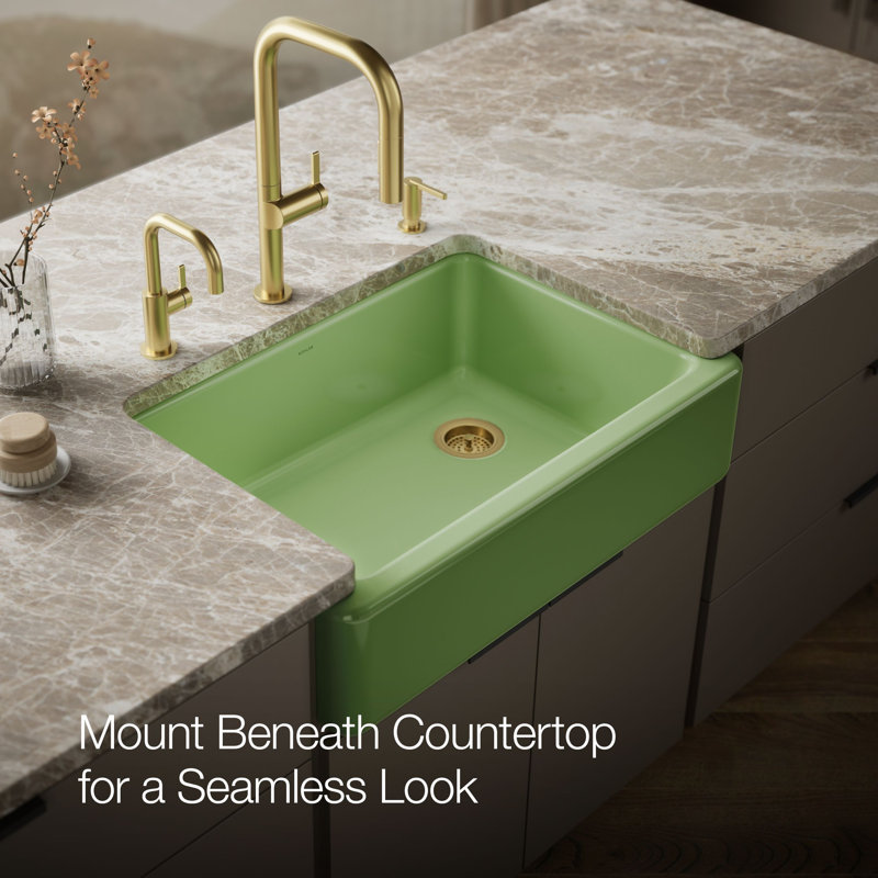 Whitehaven® 33" x 22" Self-Trimming Under-Mount Single-Bowl Kitchen Sink with Tall Apron, Fresh Green