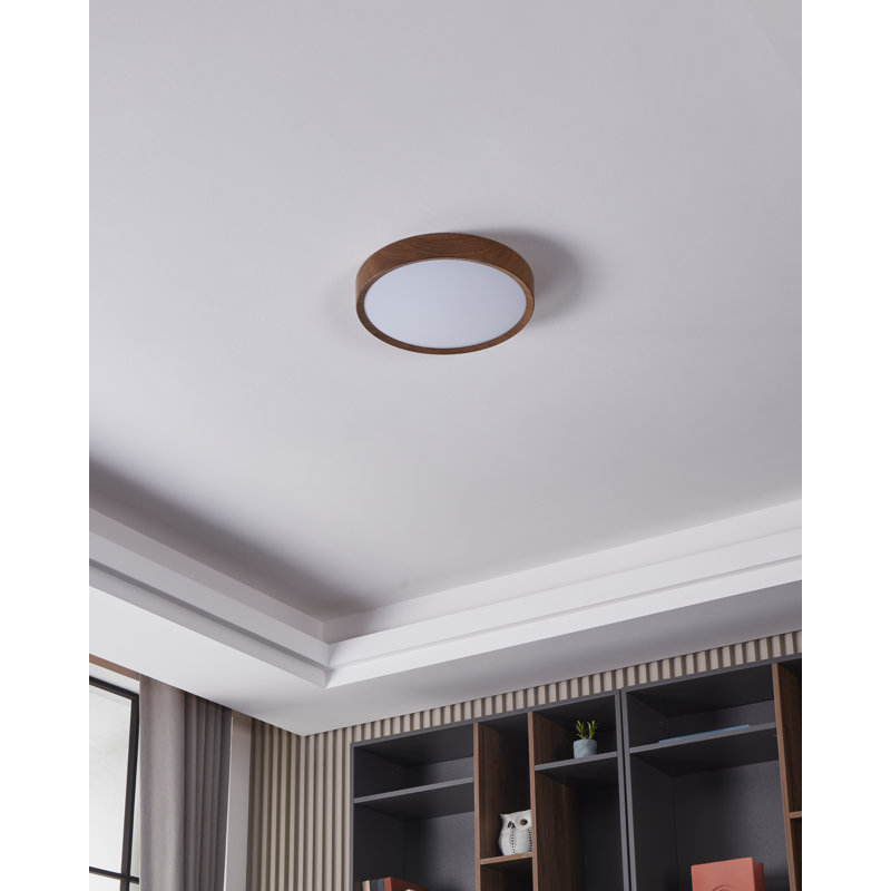 Azeemah LED Flush Mount, Wood, 6cm H x 34cm W x 34cm D