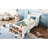 Twin Car Bed With Blue And White Color Pattern, Storage For Books Nighttime Gear, Low Platform Easy Climb, Comfortable Sleep & Look, Stuff, Independent Movement, Secure Setup-2011402465