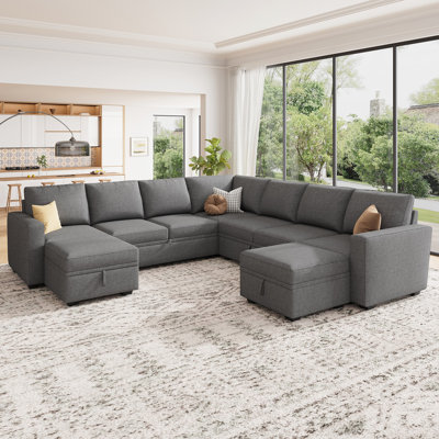 Caren Upholstered Sleeper Sectional Modular Sofa Bed With Ottoman