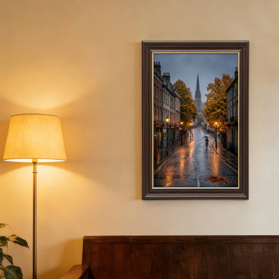 Art mural antique sur toile encadré doré pour le salon, la chambre à coucher, le bureau ou le vestibule - décoration murale décorative avec Urban Street