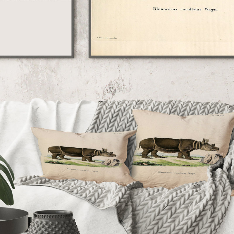Housse et insert de coussin carré Rhinoceros, 16" x 16"