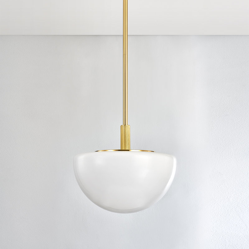 LETHBRIDGE 1 LIGHT PENDANT, 22" H x 19" W x 19" D, Aged Brass